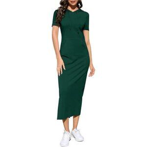 Women's Casual Short Sleeve Slim Maxi Dress Green